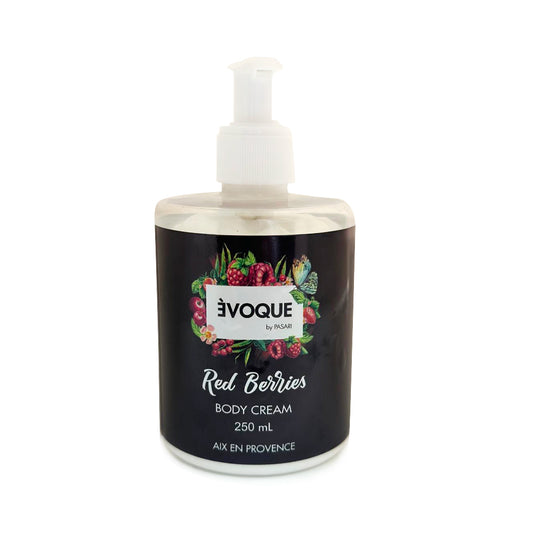 ÈVOQUE BODY CREAM DE 250 ML PARA USO DIARIO. RED BERRIES