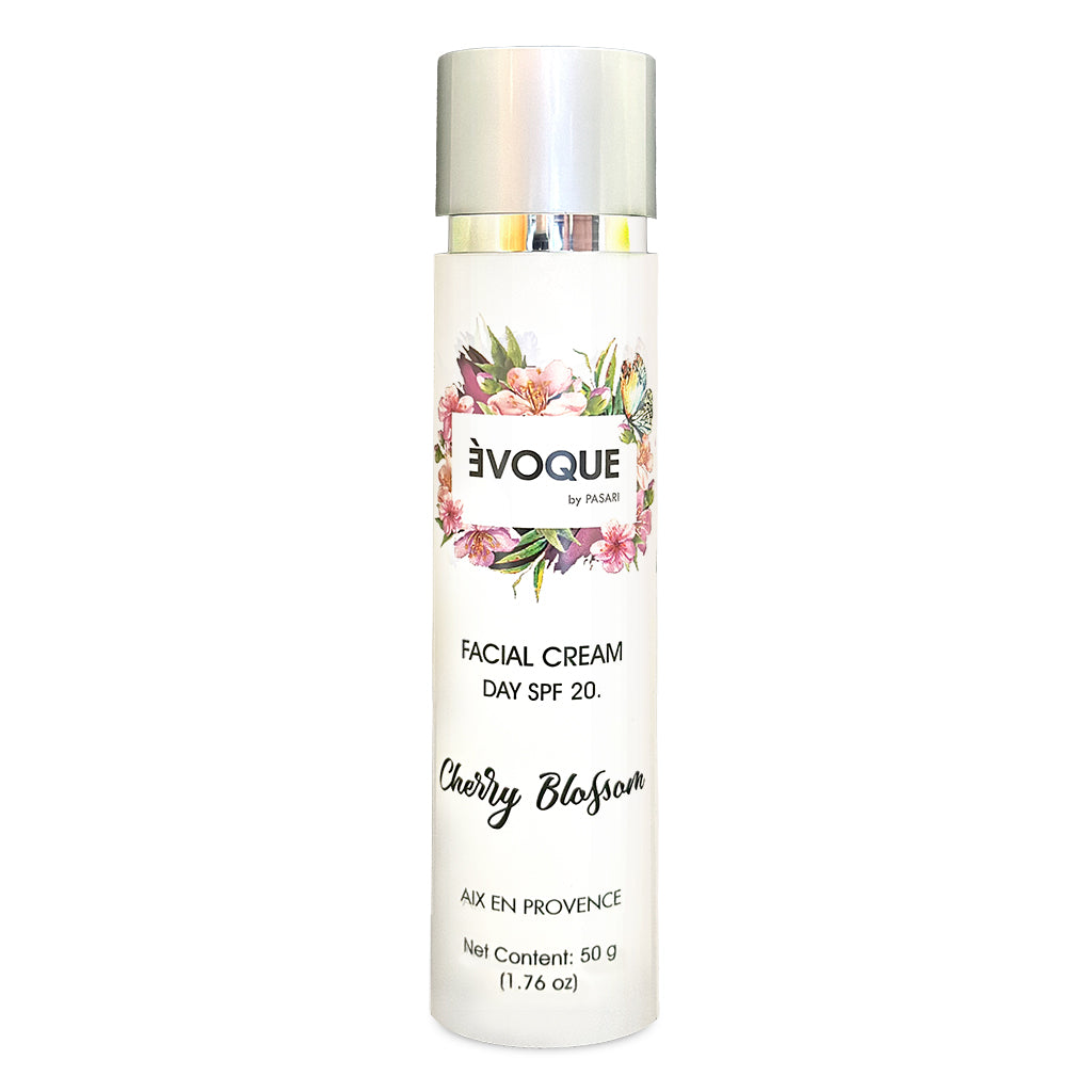 ÈVOQUE CREMA FACIAL PARA DÍA CON PROTECTOR SOLAR SPF 20. CHERRY BLOSSOM